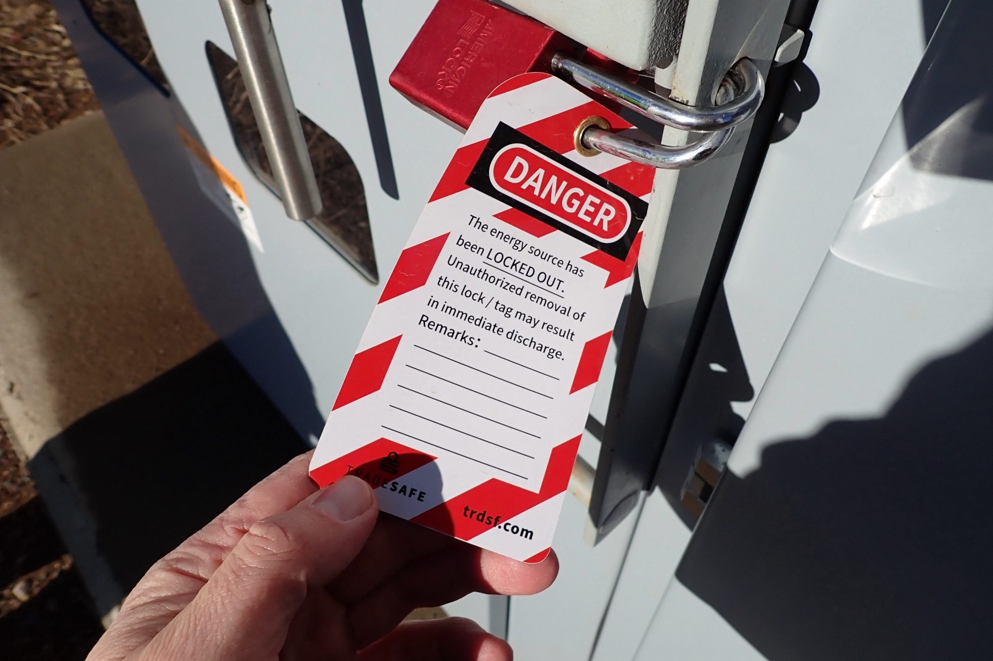 DANGER tag on electrical equipment